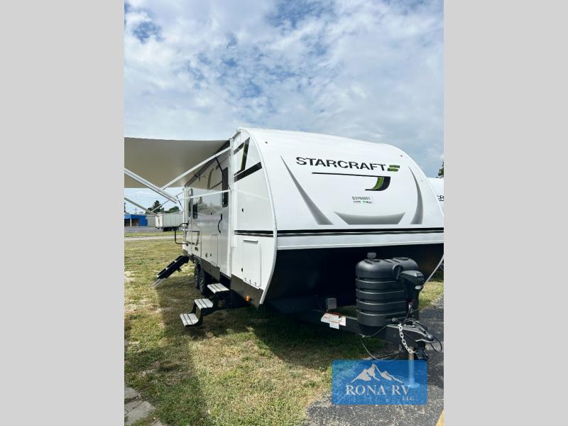 Starcraft Super Lite 252RB travel trailer exterior view with the awning out